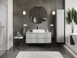 Mexen Orio vonios spintelė po praustuvu 120 cm su stalviršiu, 2 stalčiai, pilka matinė - 91A10-12047-2-BFFC62