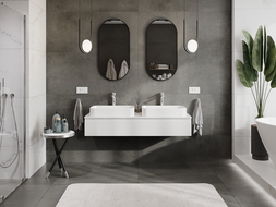 Mexen Orio vonios spintelė po kriaukle 140 cm su stalviršiu, 1 stalčius, blizgi balta - 91A10-14023-1-BFC00