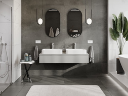 Mexen Orio vonios spintelė po kriaukle 140 cm su stalviršiu, 1 stalčius, pilka matinė - 91A10-14023-1-BFC62