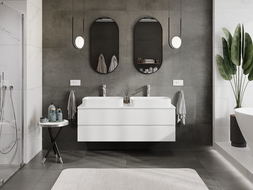 Mexen Orio vonios kambario spintelė po praustuvu 140 cm su stalviršiu, 2 stalčiai, balta matinė - 91A10-14047-2-BFFC01