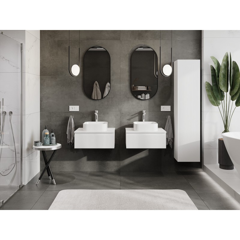 Mexen Rivel vonios spintelė po praustuvu 60 cm su stalviršiu, 1 stalčius, griovelinė, balta matinė - 91A20-06023-1-BFC01