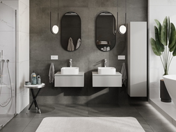 Mexen Rivel vonios spintelė po praustuvu 60 cm su stalviršiu, 1 stalčiukas, rifliuota, matinė pilka - 91A20-06023-1-BFC62