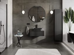 Mexen Rivel vonios spintelė po praustuvu 70 cm su stalviršiu, 1 stalčius, rifliuotas, juodas matinis - 91A20-07023-1-BFC71