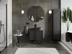 Mexen Rivel vonios kambario spintelė su stalviršiu, 70 cm, 1 stalčius, rifliuotas, juodas matinis - 91A20-07047-1-BFC71