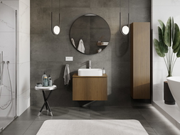 Mexen Rivel vonios kambario spintelė po kriaukle 70 cm su stalviršiu, 1 stalčius, rifliuota, riešutas - 91A20-07047-1-BFC86