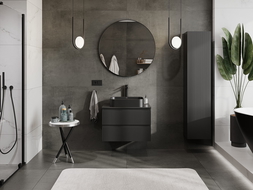 Mexen Rivel vonios spintelė po praustuvu 70 cm su stalviršiu, 2 stalčiai, grioveliuotas, juoda matinė - 91A20-07047-2-BFFC71