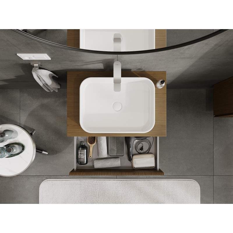 Mexen Rivel vonios spintelė po praustuvu 70 cm su stalviršiu, 2 stalčiai, grioveliai, riešutas - 91A20-07047-2-BFFC86