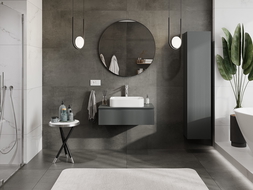 Mexen Rivel vonios spintelė po praustuvu 80 cm su stalviršiu, 1 stalčius, rifliuotas, matinė grafito - 91A20-08023-1-BFC66