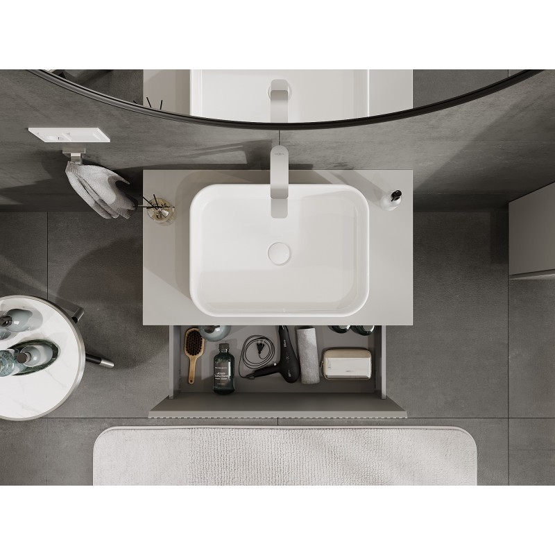 Mexen Rivel Vonios Spintelė po Praustuvu 80 cm su Stalviršiu, 1 Stalčius, Briaunuota, Pilka Matinė - 91A20-08047-1-BFC62