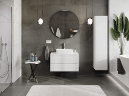 Mexen Rivel vonios spintelė po praustuvu 80 cm su stalviršiu, 2 stalčiai, gofruotas, baltas matinis - 91A20-08047-2-BFFC01