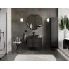 Mexen Rivel vonios kambario spintelė su stalviršiu po praustuvu, 80 cm, 2 stalčiai, rifliuota, juoda mat - 91A20-08047-2-BFFC71