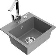 Mexen Milo granitinis virtuvės plautuvas su Ritos čiaupu, pilkas - 6505-71-670300-00