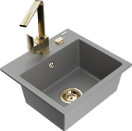 Mexen Milo granitinė virtuvinė plautuvė su maišytuvu Rita, pilka - 6505-71-670300-50
