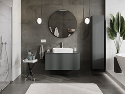 Mexen Rivel vonios spintelė po kriaukle 100 cm su stalviršiu, 1 stalčius, grioveliai, grafitas matinis - 91A20-10047-1-BFC66