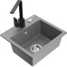 Mexen Milo granito kriauklė su vienu dubeniu ir virtuvės maišytuvu Rita, pilka - 6505-71-670300-70
