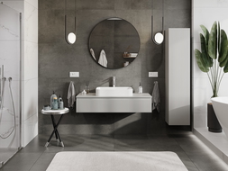 Mexen Rivel vonios spintele su praustuvo stalviršiu 120 cm, 1 stalčius, rifliuota, pilka matinė - 91A20-12023-1-BFC62