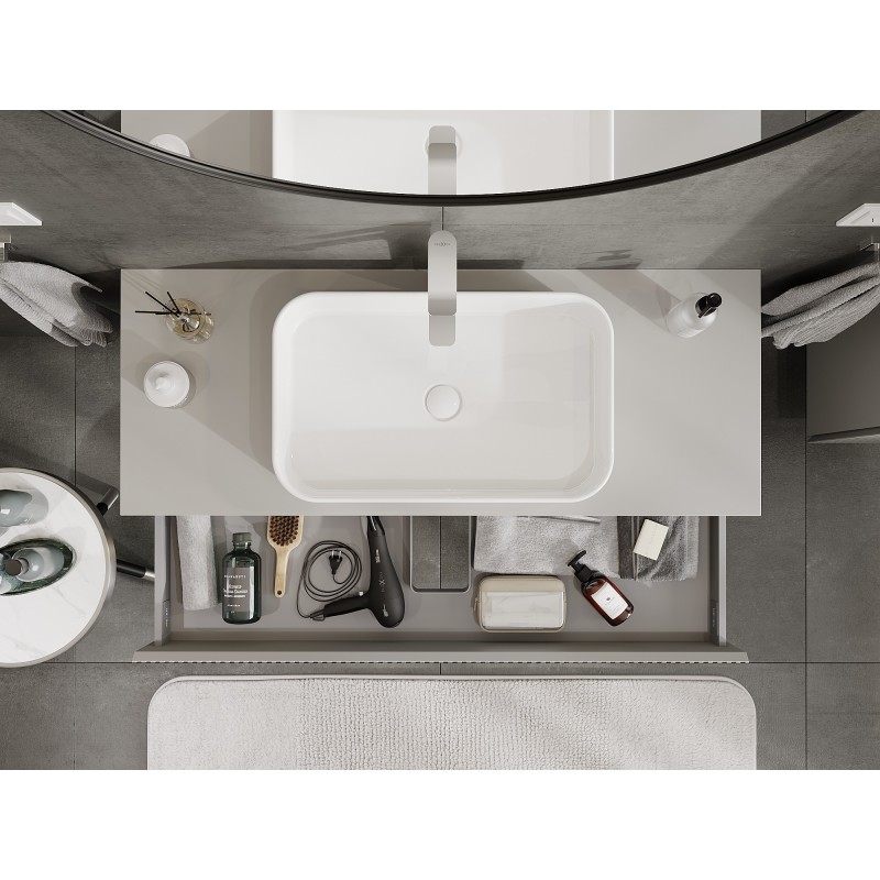 Mexen Rivel vonios spintele su praustuvo stalviršiu 120 cm, 1 stalčius, rifliuota, pilka matinė - 91A20-12023-1-BFC62