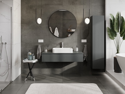 Mexen Rivel vonios spintelė po 120 cm praustuvu su stalviršiu, 1 stalčius, grioveliais, matinė grafito spalva