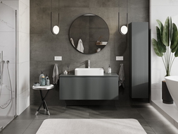 Mexen Rivel vonios spintelė po praustuvu 120 cm su stalviršiu, 1 stalčius, rifliuotas, grafitas matinis - 91A20-12047-1-BFC66