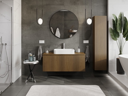 Mexen Rivel vonios spintelė po praustuvu 120 cm su stalviršiu, 1 stalčius, rifliuotas, riešutas - 91A20-12047-1-BFC86