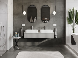 Mexen Rivel vonios spintelė po praustuvu, 140 cm su stalviršiu, 1 stalčius, rifliuota, pilka matinė - 91A20-14023-1-BFC62