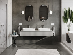 Mexen Rivel vonios spintelė po praustuvu 160 cm su stalviršiu, 1 stalčius, grioveliuota, matinė pilka - 91A20-16023-1-BFC62