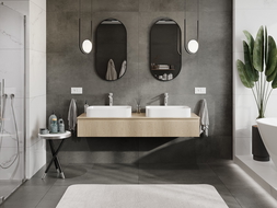 Mexen Rivel vonios spintelė su stalviršiu 160 cm, 1 stalčius, rifliuota, ąžuolas - 91A20-16023-1-BFC81