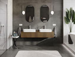 Mexen Rivel vonios spintele po praustuvu 160 cm su stalviršiu, 1 stalčius, rifliuotas, riešutas - 91A20-16023-1-BFC86