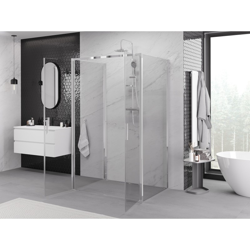 Mexen Exo-3S dušo kabina 3 sienelių atveriama 90 x 70 cm, skaidri, chromuota - 814-090-070-01-00-3S