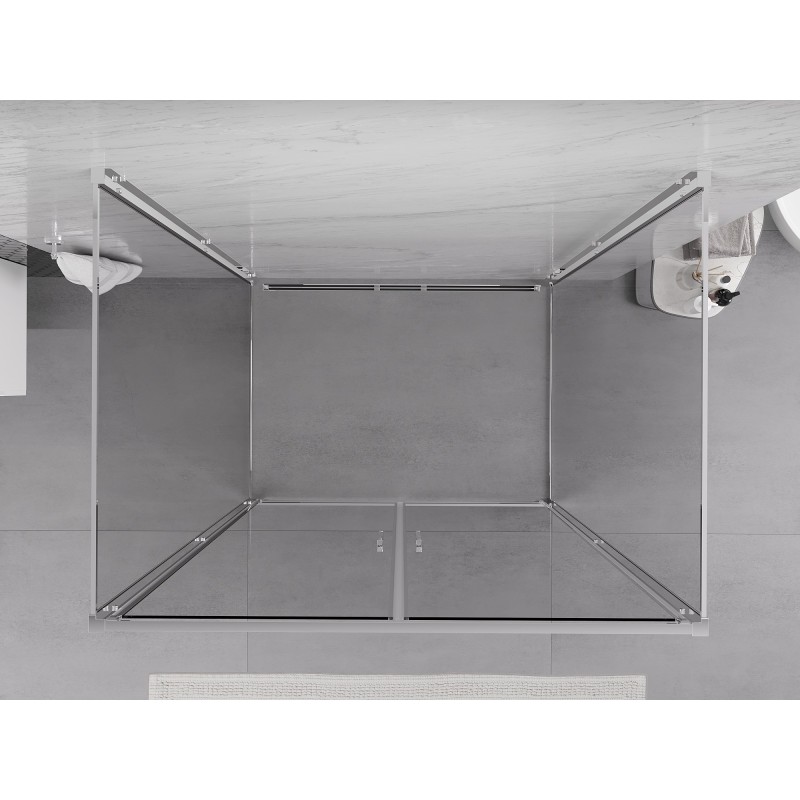 Mexen Exo-3S 3 sienelių išlenkiama dušo kabina 100 x 75 cm, skaidri, chromuota - 814-100-075-01-00-3S