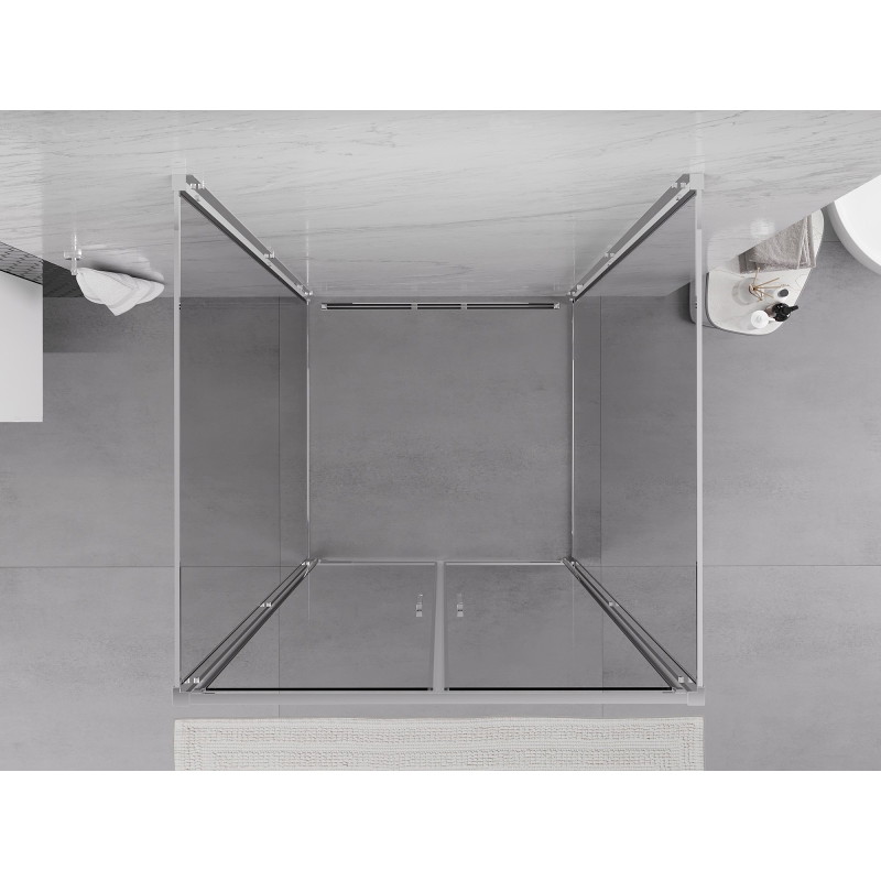 Mexen Exo-B Duo 3S 3-jų sienų atveriama dušo kabina 80 x 80 cm, skaidri, chromuota - 814-080-080-01-00-3S