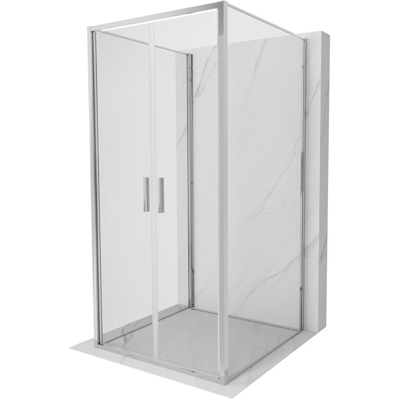 Mexen Exo-B Duo 3S Trijų sienų dušo kabina 90 x 90 cm, permatoma, chromas - 814-090-090-01-00-3S