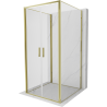 Mexen Exo-3S 90 x 90 cm trijų sienų atidaroma dušo kabina, permatoma, auksinė - 814-090-090-50-00-3S