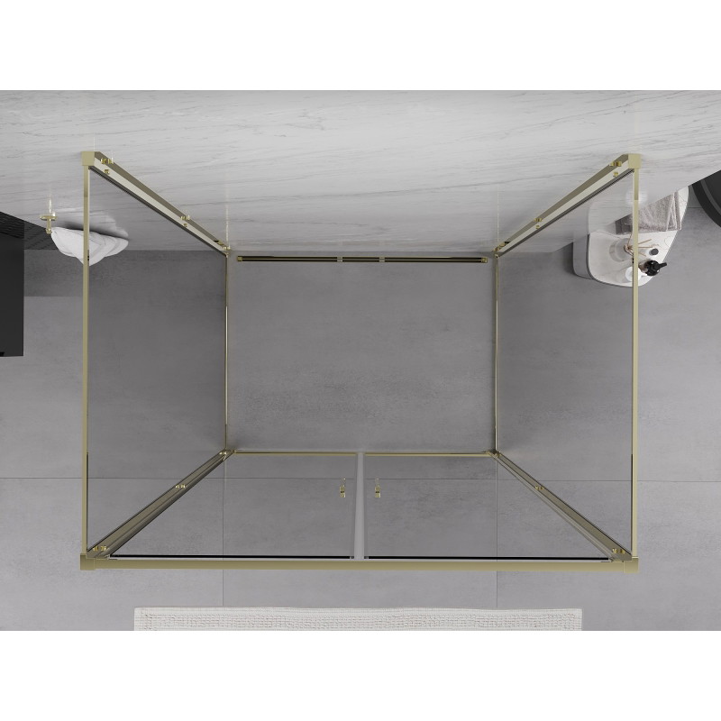 Mexen Exo-B Duo 3S 90 x 70 cm, trijų sienų dušo kabina, skaidri, auksinė - 814-090-070-50-00-3S