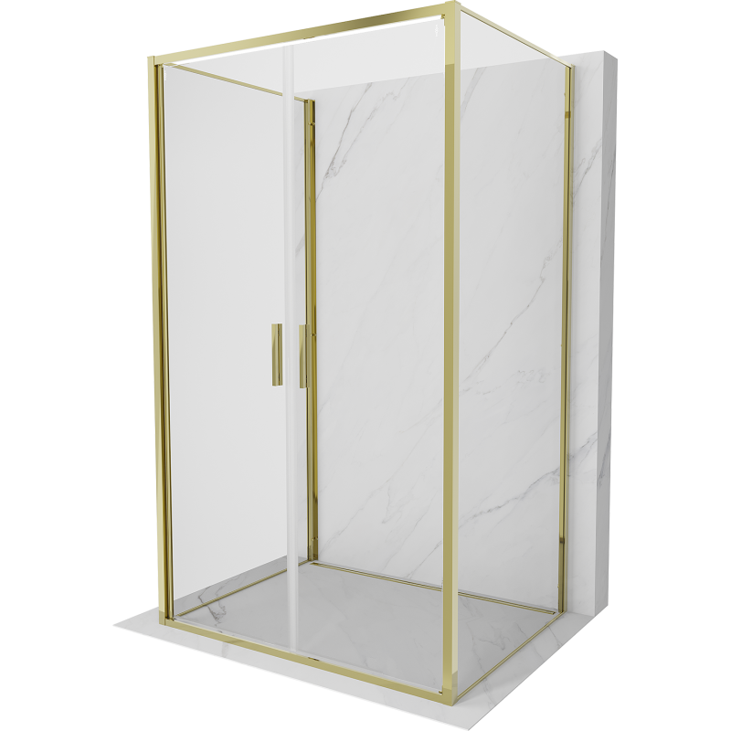 Mexen Exo-3S 3 sienų atveriama dušo kabina 90 x 95 cm, skaidri, auksinė - 814-090-095-50-00-3S
