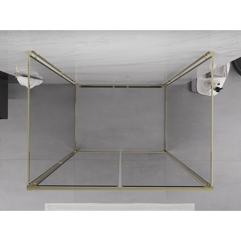 Mexen Exo-3S dušo kabina 3 sienų atverčiama 100 x 110 cm, skaidri, auksinė - 814-100-110-50-00-3S