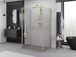 Mexen Exo-3S trijų sienų vyrių dušo kabina, 110 x 100 cm, skaidrus, auksinis - 814-110-100-50-00-3S