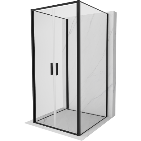 Mexen Exo-3S trijų sienų dušo kabina su atveriamomis durimis 80 x 80 cm, skaidri, juoda - 814-080-080-70-00-3S