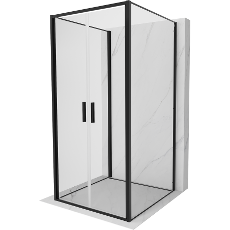 Mexen Exo-3S trijų sienų dušo kabina su atveriamomis durimis 120 x 120 cm, skaidri, juoda - 814-120-120-70-00-3S