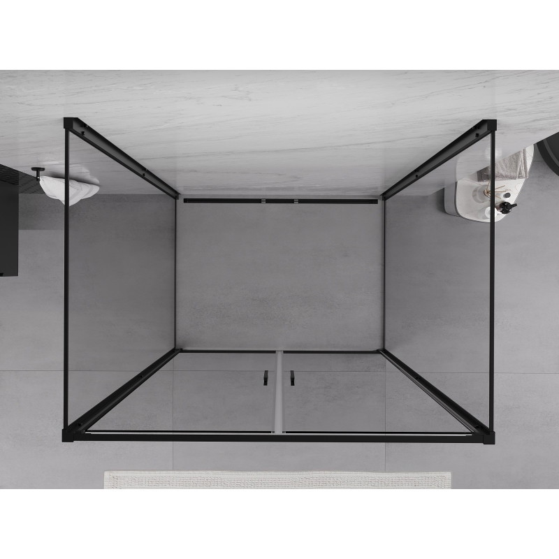 Mexen Exo-B Duo 3S trijų sienų varstomos dušo kabina 100 x 70 cm, skaidri, juoda - 814-100-070-70-00-3S