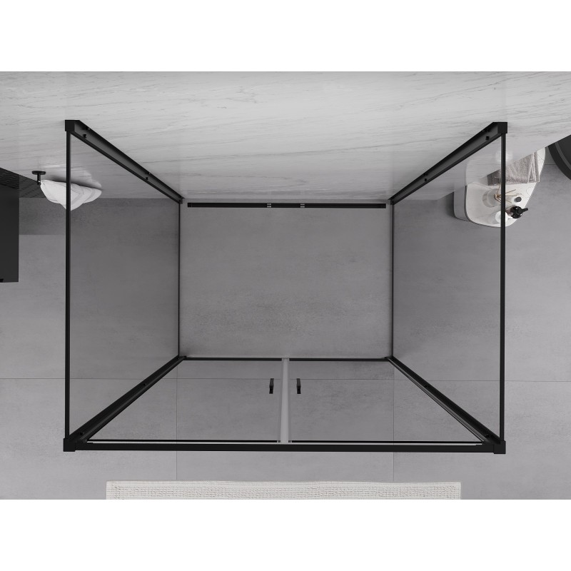 Mexen Exo-3S dušo kabina 3-sienų atveriama 80 x 70 cm, permatoma, juoda - 814-080-070-70-00-3S