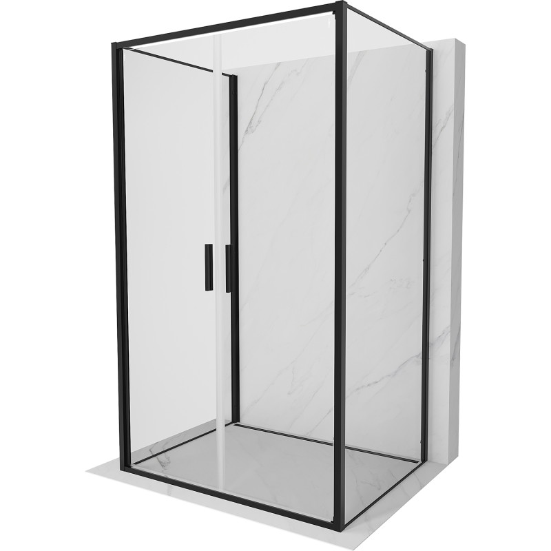 Mexen Exo-B Duo 3S trijų sienelių stiklo dušo kabina, atverčiama 120 x 90 cm, skaidri, juoda - 814-120-090-70-00-3S