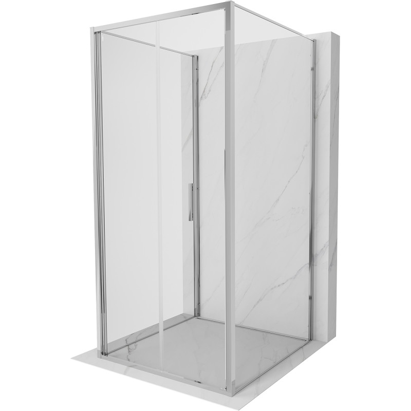 Mexen Exo-F 3S trijų sienų sulankstoma dušo kabina 75 x 75 cm, permatoma, chrominė - 816-075-075-01-00-3S
