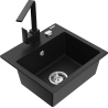 Mexen Milo granito kriauklė 1-skyrelio su virtuviniu maišytuvu Rita, juoda - 6505-77-670300-70