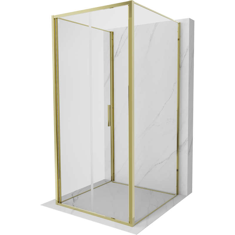 Mexen Exo-3S dušo kabina 3 sienų sulankstoma 70 x 70 cm, skaidri, auksinė - 816-070-070-50-00-3S