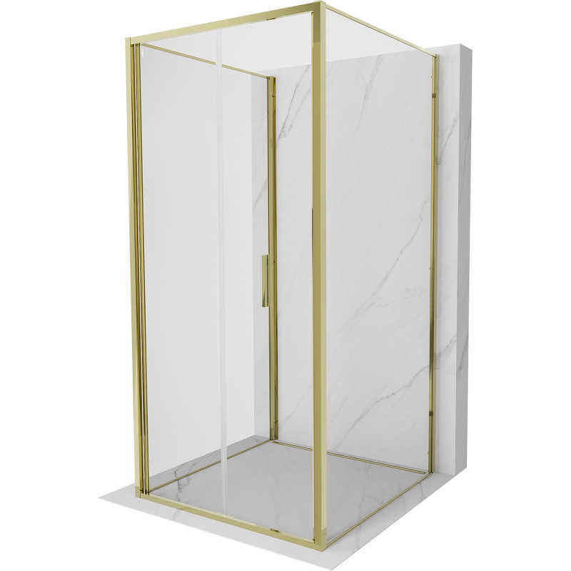 Mexen Exo-F 3S 3-sienė sulankstoma dušo kabina 70 x 70 cm, permatoma, auksinė - 816-070-070-50-00-3S