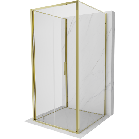 Mexen Exo-3S trijų pusių dušo kabina 80 x 80 cm, permatoma, auksinė - 816-080-080-50-00-3S