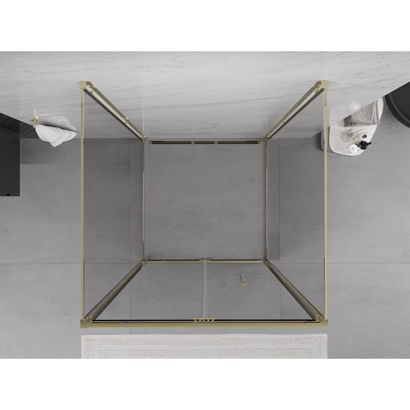 Mexen Exo-3S trijų pusių dušo kabina 80 x 80 cm, permatoma, auksinė - 816-080-080-50-00-3S