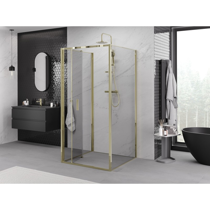 Mexen Exo-3S 90 x 90 cm kabina dušo kabina su 3 sienomis, permatoma, auksinė - 816-090-090-50-00-3S