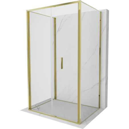 Mexen Exo-F 3S trijų sienų sulankstoma dušo kabina 110 x 70 cm, skaidrus, auksinė - 816-110-070-50-00-3S